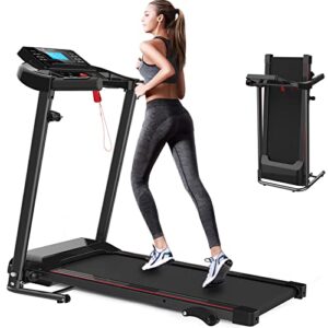 majnesvon folding treadmill, 2.5hp electric treadmill for home with bluetooth and incline, portable fitness running workout for small space home gym equipment, mp3 (black 2)