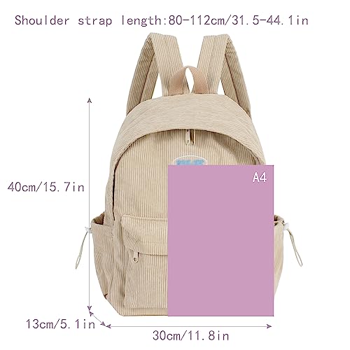 Felite Fnn Women Large Striped Corduroy Backpack Casual Multipurpose Daypack Travel Rucksack