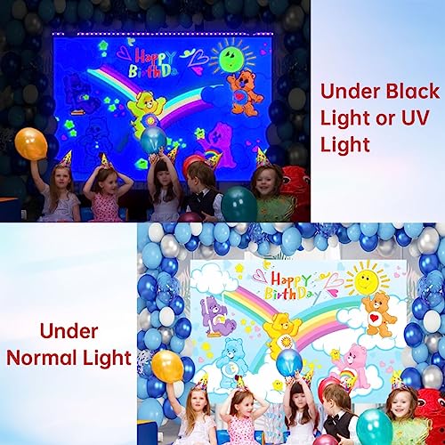 Kids Room Wall Decor Blacklight Tapestry for Bedroom UV Reactive Trippy Neon Tapestries Glow in The Dark Party Backdrop Fluorescent Backdrop Birthday Party Supplies Birthday decorations-5X3.3FT