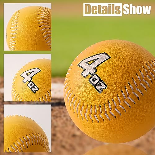 POPFRO Leather Weighted Baseballs Set of 9, 3-12 OZ Ploy Balls for Pitching/Hitting/Throwing/Batting,Practice Baseballs for All Skill Levels