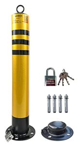 removable car parking space lock high 750mm parking with padlock & screw parking barrier post easy installation (black)
