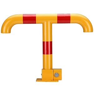 car parking space lock t shape foldable security post parking post strong and sturdy traffic visible warning sign (black yellow) (black yellow) (yellow red)