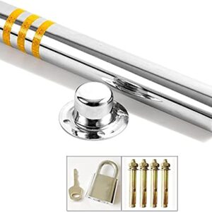 Car Parking Space Lock Stainless Steel Parking Posts for Driveways with Padlock Reflective Security Post (Silver White 750x76mm) (Silver White 600x76mm) (Silver White 750x76mm)