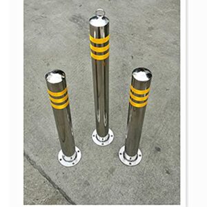 Car Parking Space Lock Stainless Steel Parking Posts for Driveways with Padlock Reflective Security Post (Silver White 750x76mm) (Silver White 600x76mm) (Silver White 750x76mm)