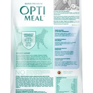 OPtimeal Skin & Sensitive Stomach Cat Food - Proudly Ukrainian - Healthy Cat Food Dry Recipe for Skin & Digestive Support, Tasty Dry Cat Food for Pets (3.3 lbs, Salmon & Brown Rice)