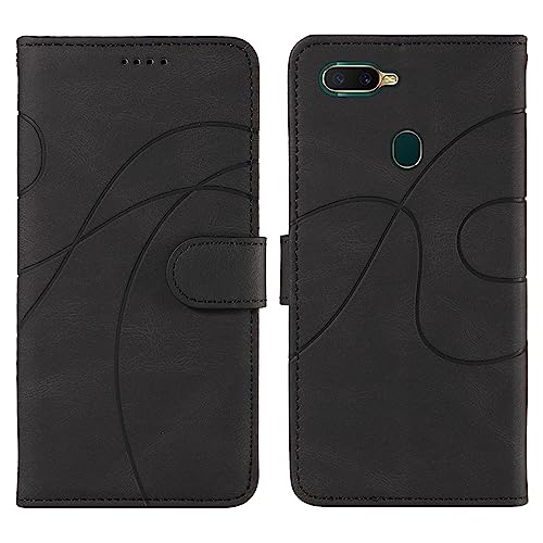 ZIRIA Smartphone Flip Cases Compatible with Oppo A7 Card Holder Detachable Bracelet Flip Phone Case Multifunctional Case Compatible with Oppo A7 Case (Color : Svart)