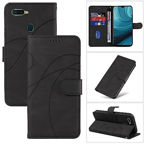 ZIRIA Smartphone Flip Cases Compatible with Oppo A7 Card Holder Detachable Bracelet Flip Phone Case Multifunctional Case Compatible with Oppo A7 Case (Color : Svart)