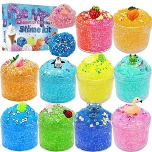 10pack glimmer slime, crunchy slime kit rich colors, soft non-sticky, birthday gifts and party favors holiday toys
