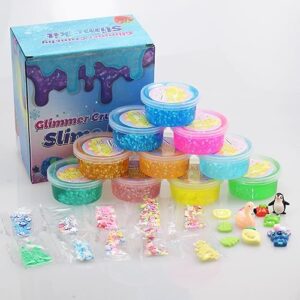 10PACK Glimmer Slime, Crunchy Slime kit Rich Colors, Soft Non-Sticky, Birthday Gifts and Party Favors Holiday Toys