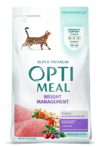 optimeal weight control cat food - proudly ukrainian - cat food dry recipe with metabolism support for healthy digestion, tasty dry cat food for adult cats (3.3 lbs, turkey & oatmeal)