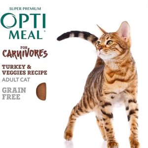 OPtimeal Grain Free Cat Food - Proudly Ukrainian - Healthy Cat Food Dry Recipe for Gut Health, Tasty Dry Cat Food with Immunity Support for Adult Cats (3.3 lbs, Turkey & Veggies)