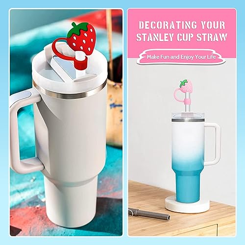 8Pcs 10mm Straw Covers Cap Toppers Compatible with Stanley 30&40 Oz Tumbler with Handle, Reusable Silicone Straw Tips Lids Protectors for Stanley Cups Straws Accessories