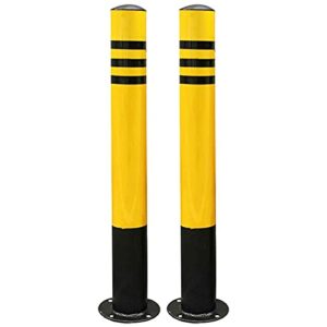 2 pcs fixed parking s barrier, with reflective parking space lock durable parking posts for driveways (black 500x76mm) (black 750x76mm) (black 500x76mm)