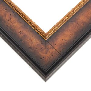 24x15 royal brown and gold real wood picture frame width 3 inches | interior frame depth 0.5 inches | faxon traditional photo frame complete with uv acrylic, foam board backing & hanging hardware