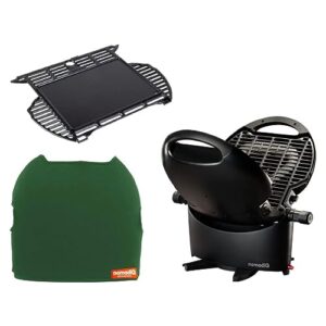 nomadiq portable gas grill + forest green protective sleeve + griddle