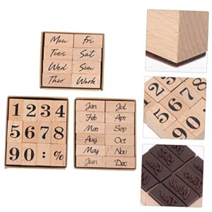 Wooden 32pcs Week Month Stamp Rubber Signet Month Rubber Planner Card Wooden Stamps Scrapbook Small Wooden Stamps Week Stamps Number Stamps Wood Crafts Account Month