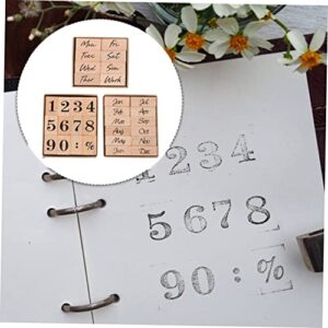 Wooden 32pcs Week Month Stamp Rubber Signet Month Rubber Planner Card Wooden Stamps Scrapbook Small Wooden Stamps Week Stamps Number Stamps Wood Crafts Account Month