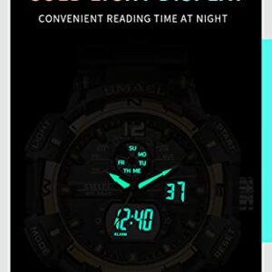 KXAITO Men's Watches Sports Outdoor Waterproof Military Watch Date Multi Function Tactics LED Face Alarm Stopwatch for Men (3169 Silver)