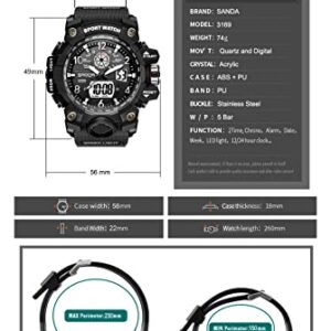 KXAITO Men's Watches Sports Outdoor Waterproof Military Watch Date Multi Function Tactics LED Face Alarm Stopwatch for Men (3169 Silver)