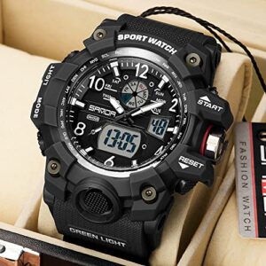 KXAITO Men's Watches Sports Outdoor Waterproof Military Watch Date Multi Function Tactics LED Face Alarm Stopwatch for Men (3169 Silver)