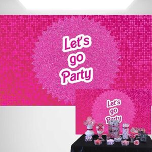 hot pink glitter backdrop for party girl birthday decoration movie theme background let's go party banner 5x3 ft 173