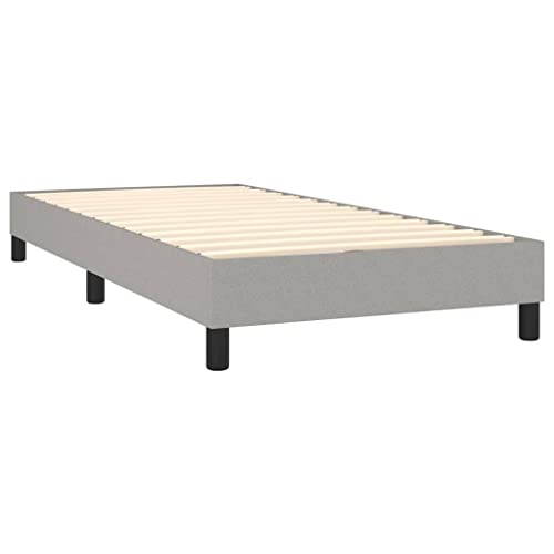 TIFITGO Indoor Fashion Furniture Beds Accessories Box Spring Bed 76"x39.4" Single Bed with Mattress&LED Light Gray Twin Fabric Bed Frames US Stock Fast Shipment