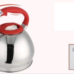 Kettle Stovetop Whistling Tea Kettle 304 Stainless Steel 3L Tea Kettle Stovetop Tea Pots For Stove Top Teapot Whistle Top Stove With Anti-Scald Handle Tea Kettle Stovetop Teapot (Color : Red, Size :