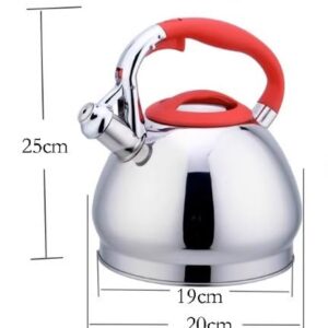 Kettle Stovetop Whistling Tea Kettle 304 Stainless Steel 3L Tea Kettle Stovetop Tea Pots For Stove Top Teapot Whistle Top Stove With Anti-Scald Handle Tea Kettle Stovetop Teapot (Color : Red, Size :