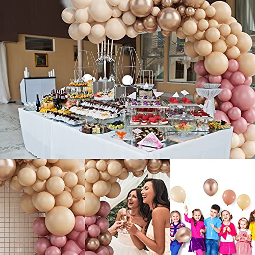 Blush Nude and Pink Balloon Garland Kit, Dusty Pink Balloons Garland with Apricot White Champaign Gold Balloons, Party Balloons Decorations for Bridal Shower, Wedding, Birthday, Baby Shower Party