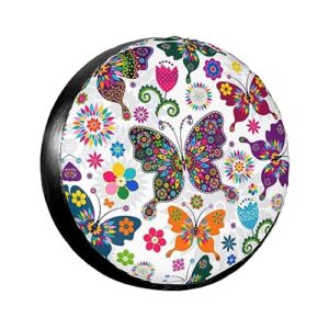 colorful butterflies and flowers spare tire cover wheel covers universal fit for trailer suv truck camper trailers accessories