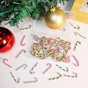 HADDIY Christmas Mini Candy Canes Decorations,60 Pcs Polymer Clay Canes Miniature Fake Candy Charms for Dollhouse Craft and Embellishments-No Hole