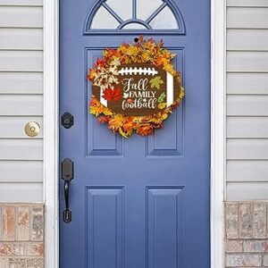 Muroanmi Fall Welcome Sign for Front Door, Fall Family Football Sign, Farmhouse Front Door Signs Seasonal Rustic Wooden Home Sign Football Sports Lover Home Décor 12Inch