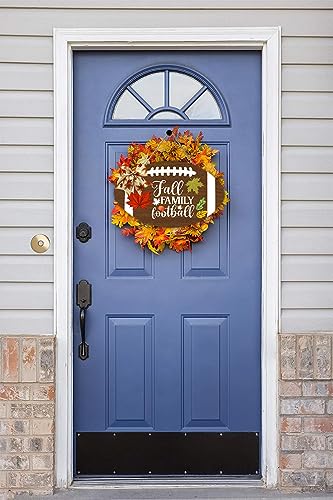 Muroanmi Fall Welcome Sign for Front Door, Fall Family Football Sign, Farmhouse Front Door Signs Seasonal Rustic Wooden Home Sign Football Sports Lover Home Décor 12Inch