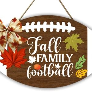 Muroanmi Fall Welcome Sign for Front Door, Fall Family Football Sign, Farmhouse Front Door Signs Seasonal Rustic Wooden Home Sign Football Sports Lover Home Décor 12Inch