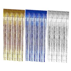 jojofuny 3pcs rain curtain background wall gold decorations blue streamers silver fringe curtain tassel curtains party tassel curtain party backdrops backdrop for birthday party thicken