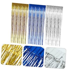 jojofuny 3pcs Rain Curtain Background Wall Gold Decorations Blue Streamers Silver Fringe Curtain Tassel Curtains Party Tassel Curtain Party Backdrops Backdrop for Birthday Party Thicken