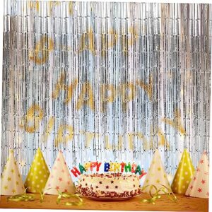 jojofuny 3pcs Rain Curtain Background Wall Gold Decorations Blue Streamers Silver Fringe Curtain Tassel Curtains Party Tassel Curtain Party Backdrops Backdrop for Birthday Party Thicken