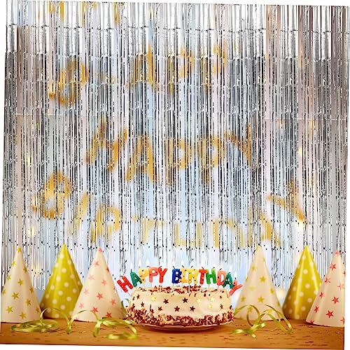 jojofuny 3pcs Rain Curtain Background Wall Gold Decorations Blue Streamers Silver Fringe Curtain Tassel Curtains Party Tassel Curtain Party Backdrops Backdrop for Birthday Party Thicken