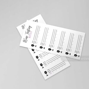 Wine tasting card scorecard for blind wine tasting party. Wine score card rating sheet for party, bachelorette party, girls night out party. Wine theme party tasting mat for wine.