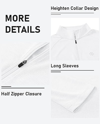 MoFiz Golf Shirt for Women Long Sleeves UV Protection Zip-up Female Biking Shirt Womens Daily Wear Tops White M