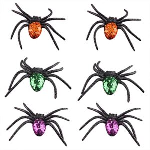 halloween spider prank toys 6 pack plastic spider web decoration realistic fake for halloween haunted house spooky and creepy themed party supplies