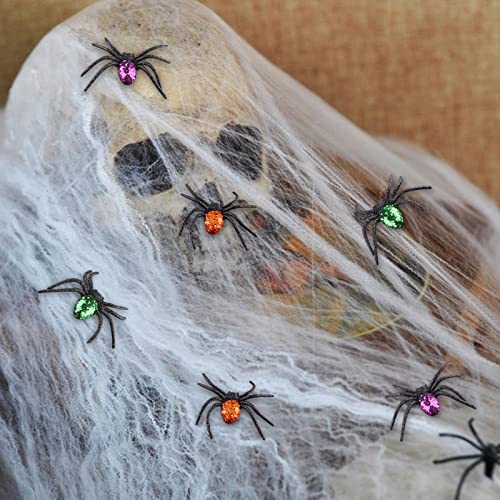 Halloween Spider Prank Toys 6 Pack Plastic Spider Web Decoration Realistic Fake for Halloween Haunted House Spooky and Creepy Themed Party Supplies