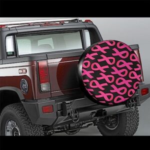 Breast Cancer Awareness Spare Tire Cover Wheel Protectors Weatherproof Wheel Covers Universal Fit for Trailer Rv SUV Truck Camper Travel Accessories 14 Inch in