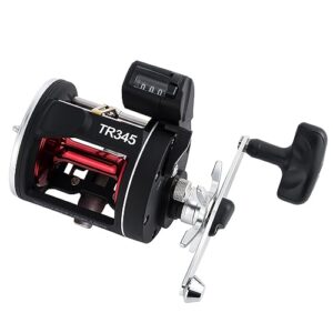 dr.fish baitcasting reels line counter baitcaster fishing reel, 2+1 bbs,18lb max drag, conventional trolling reel right hand durable stainless for inshore offshore saltwater fishing, right hand