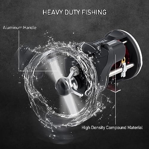 Dr.Fish Baitcasting Reels Line Counter Baitcaster Fishing Reel, 2+1 BBS,18LB MAX Drag, Conventional Trolling Reel Right Hand Durable Stainless for Inshore Offshore Saltwater Fishing, Right Hand