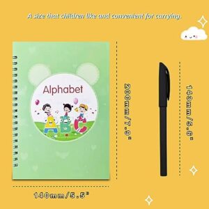 Reusable Grooved Handwriting Workbooks,Magic Copybook,Magic Writing Practice Copy Books, to Help Children Improve Their Handwriting Ink Practice Age 3-8 ​Calligraphy for Kids(5 Books with Pens)