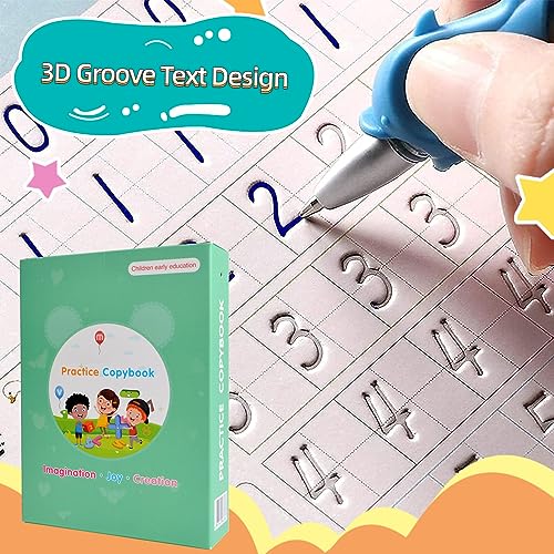 Reusable Grooved Handwriting Workbooks,Magic Copybook,Magic Writing Practice Copy Books, to Help Children Improve Their Handwriting Ink Practice Age 3-8 ​Calligraphy for Kids(5 Books with Pens)