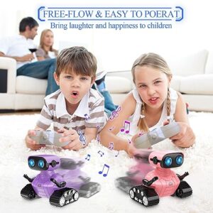 OMOZOMBB Robot for Kids Toy-Rechargeable Remote Control Robot Toys,Toy with Music and LED Eyes,Dance Moves,for Girls Toys Age 6-8 2-7 Pink Robot Toy - Shiny Pink