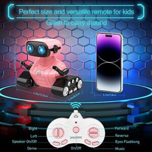 OMOZOMBB Robot for Kids Toy-Rechargeable Remote Control Robot Toys,Toy with Music and LED Eyes,Dance Moves,for Girls Toys Age 6-8 2-7 Pink Robot Toy - Shiny Pink