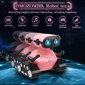 OMOZOMBB Robot for Kids Toy-Rechargeable Remote Control Robot Toys,Toy with Music and LED Eyes,Dance Moves,for Girls Toys Age 6-8 2-7 Pink Robot Toy - Shiny Pink